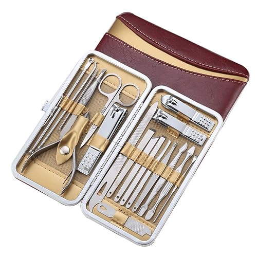 Miniatura 8 de Juego de manicura kit profesional de pedicura 19 piezas cortaúñas para hombres y mujeres cortador afilado de acero inoxidable tijeras para el