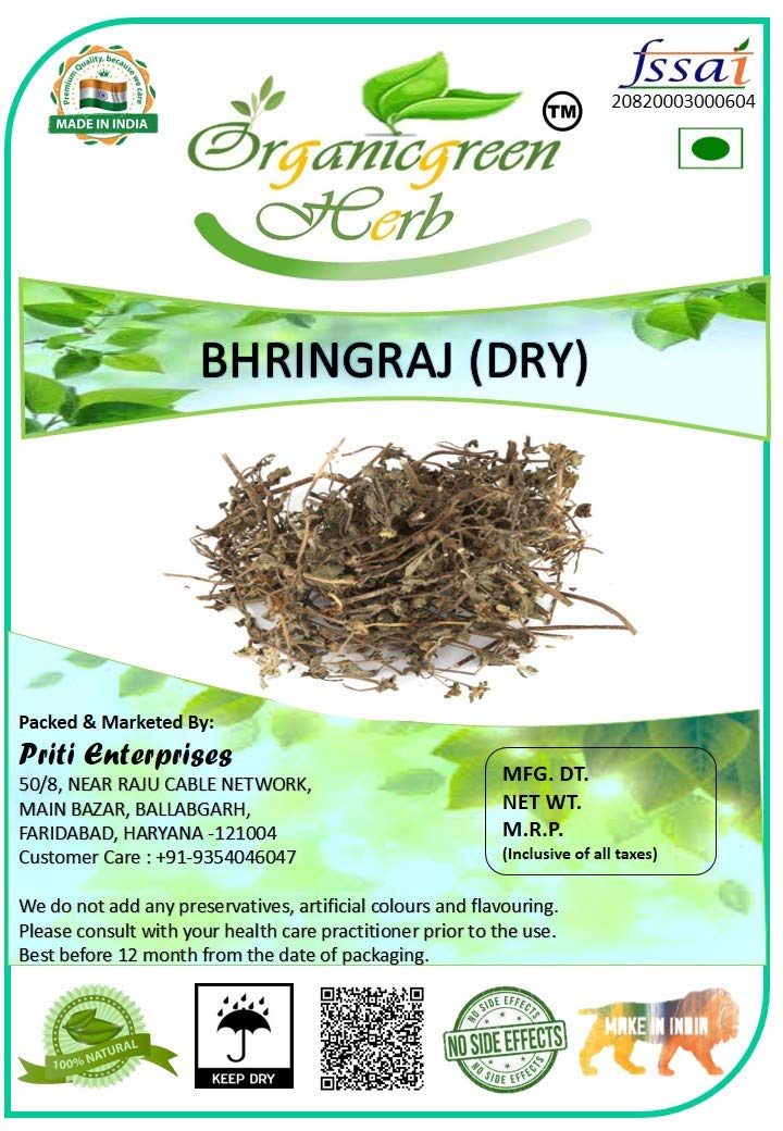Organicgreen Herb Bhringraj Leaves Powder 400Gm, Unisex-Adults, All Hair Types, Thinning Hair, Hair Loss