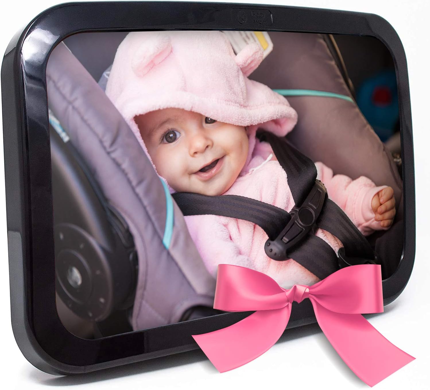 Baby & Mom Rear View Baby Car Seat Mirror - Wide Convex Shatterproof Glass - Fully Assembled Back-Up Car Safety Mirror - Baby Back Seat