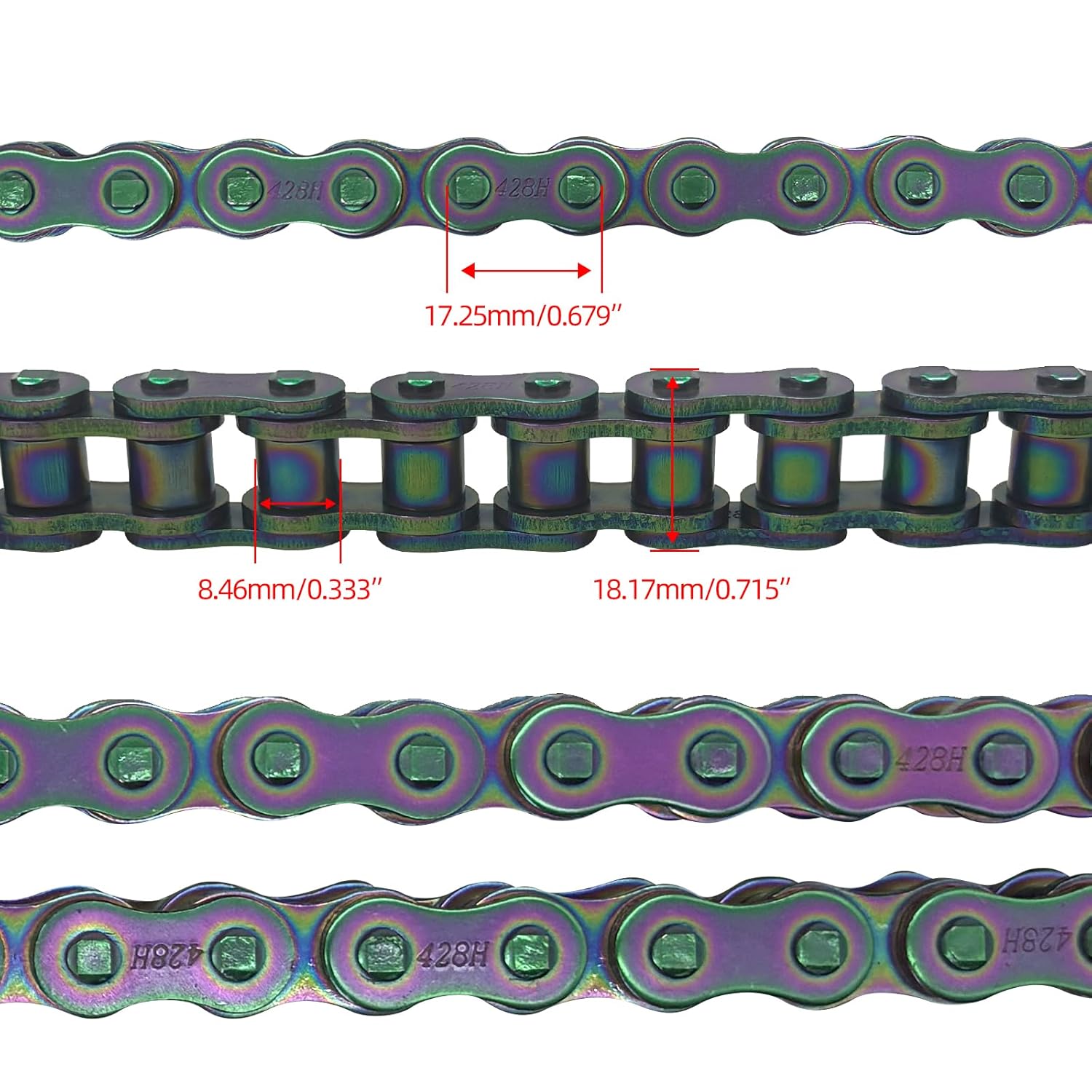 428 Motorcycle Chain and Chain Breaker,428 Roller Chain 140 Links Heavy Duty Drive Chain for 50cc 70cc 90cc 110cc 125cc Dirt Pit Bike ATV Quad Go Kart Scooter Mini Bike (Colored)