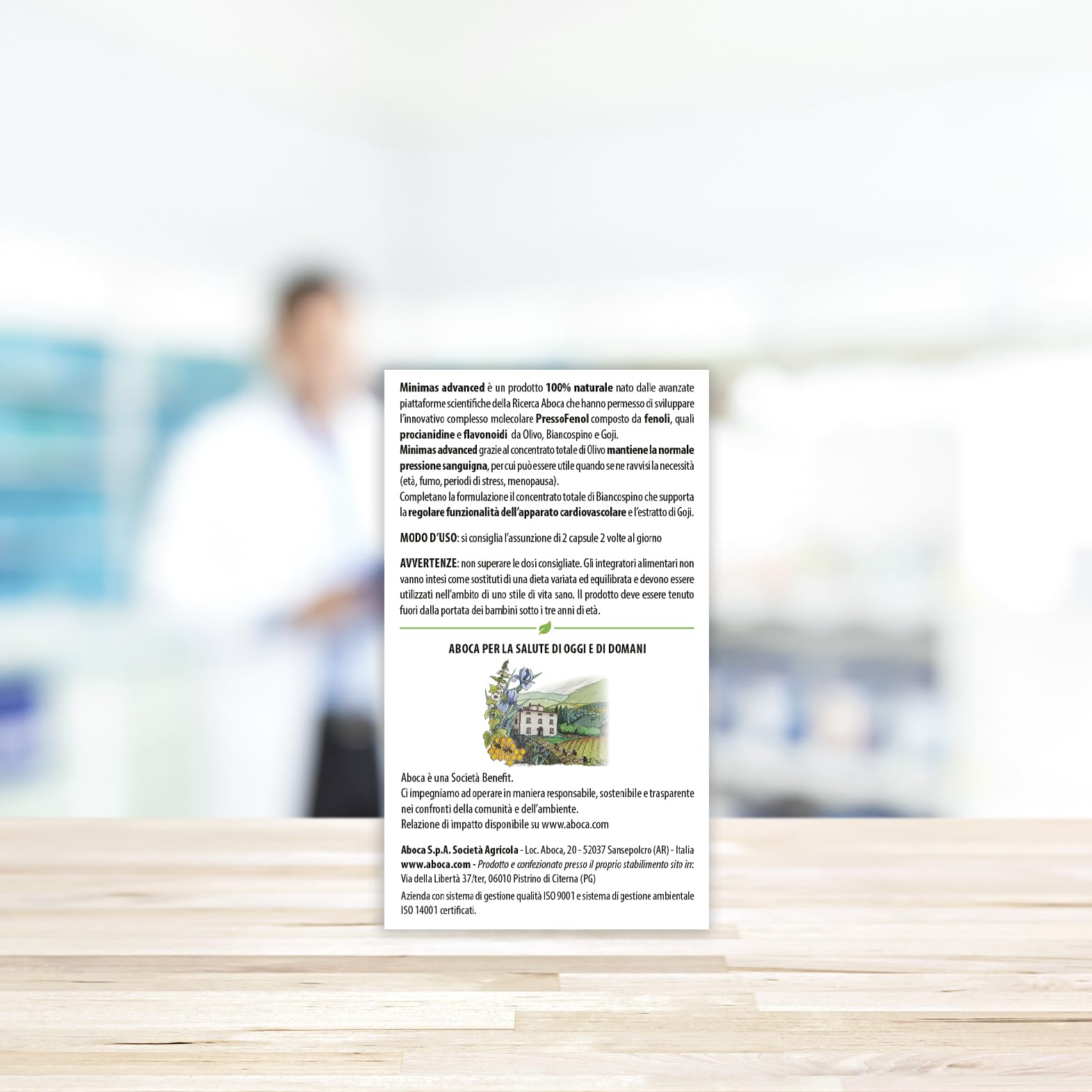 Aboca Minimas Advanced 60 Capsule - Mantiene la Normale Pressione Sanguigna con Olivo. Supporta la Regolare Funzionalità dell’Apparato Cardiovascolare con Biancospino. Con Goji