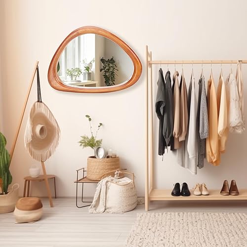 Miniatura 6 de MAGFLERUM Espejo de pared irregular, espejos de madera asimétrica de 15 x 10 pulgadas, espejo de pared pequeño, para colgar vertical y