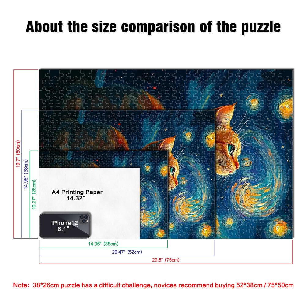 Gatto che osserva la notte stellata puzzle 2000 pezzi per adulti Gioco intellettuale giocattolo offerte come regali per tutta la famiglia 70x100cm