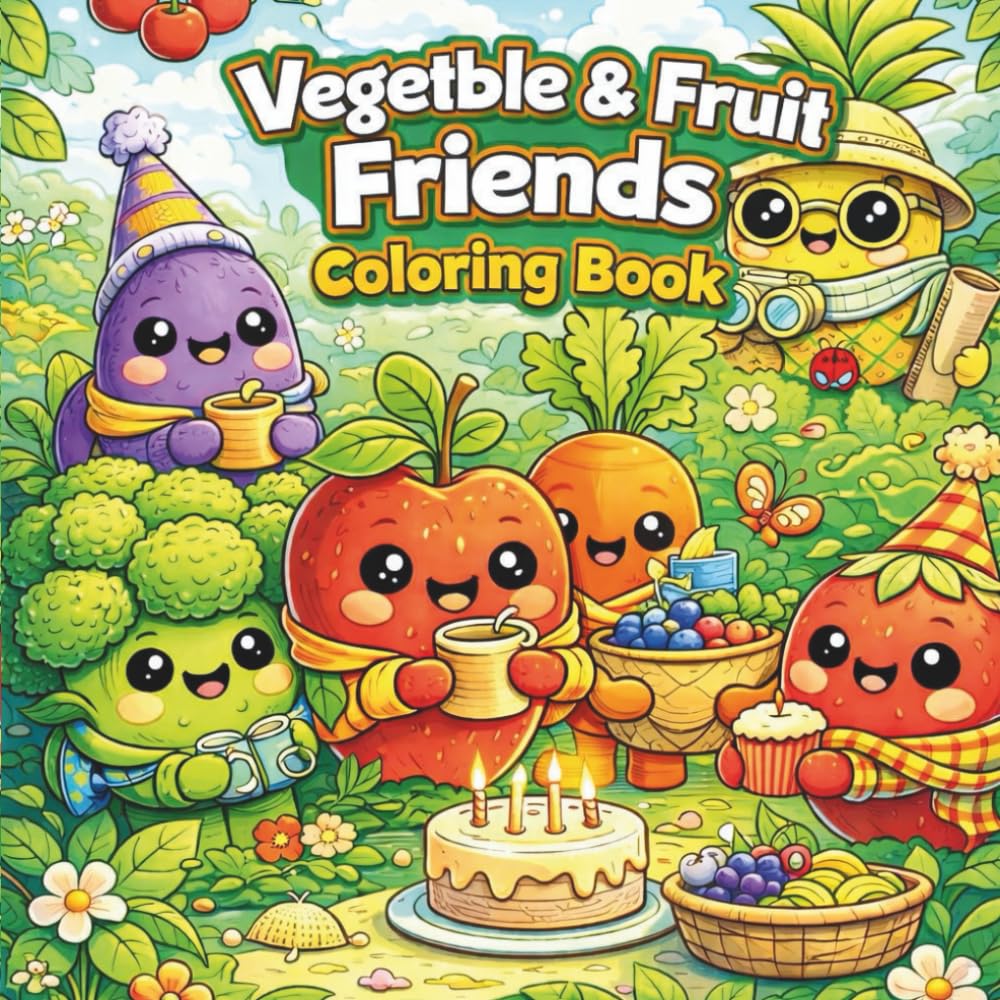 Fruit & Veggie Friends – Marker Coloring Book