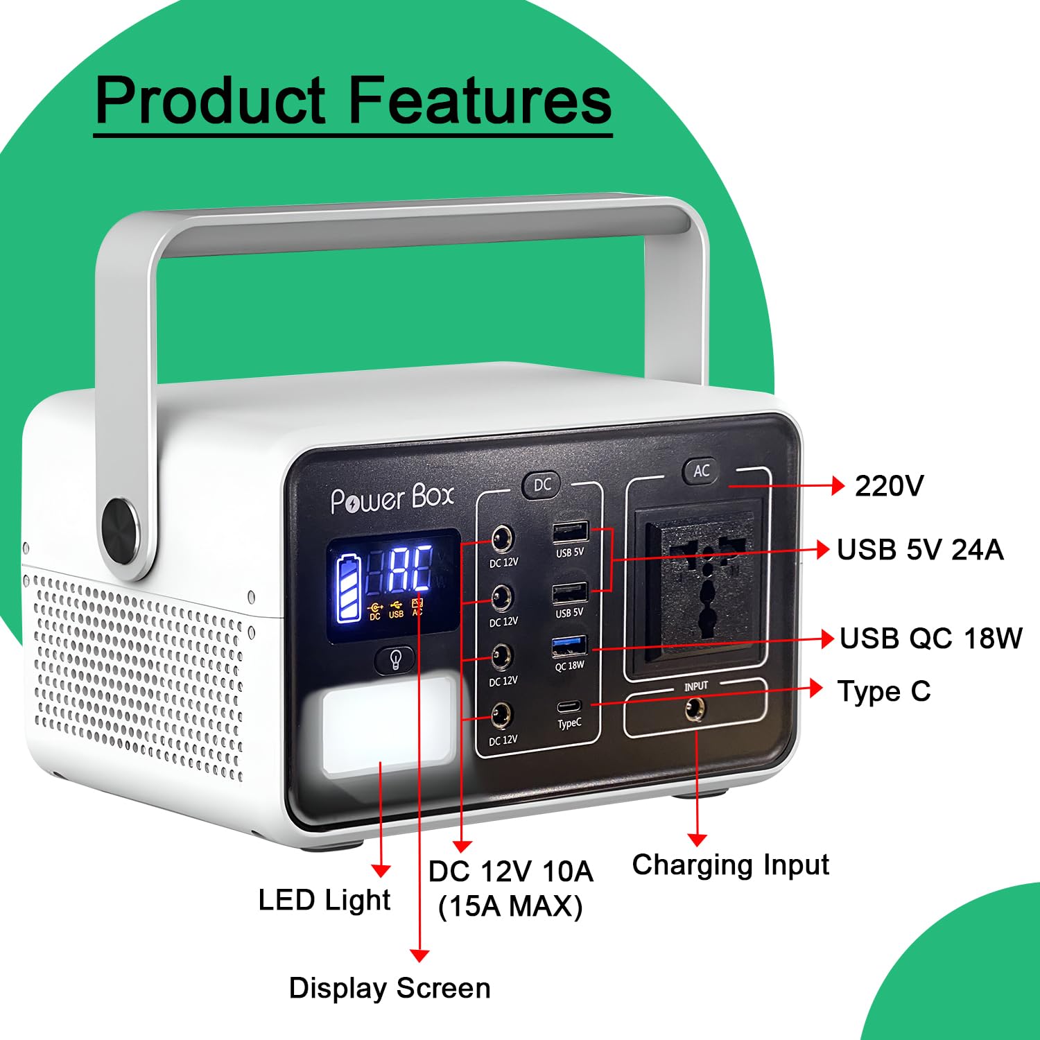 GIGAWATTS T200 222Wh Portable Power Station 200W AC USB & Type C 