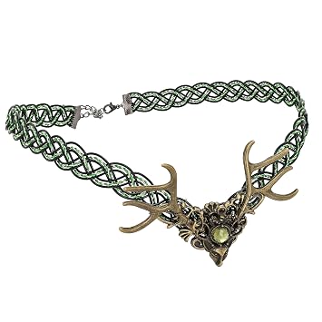Renaissance Black Fairy Circlet - Retro Elf Renfaire Antler Crown Green Rhinestone Viking Crown Celtic Tiara Circlet Medieval Celtic Braided Headband Women Cosplay Halloween Costume Headress