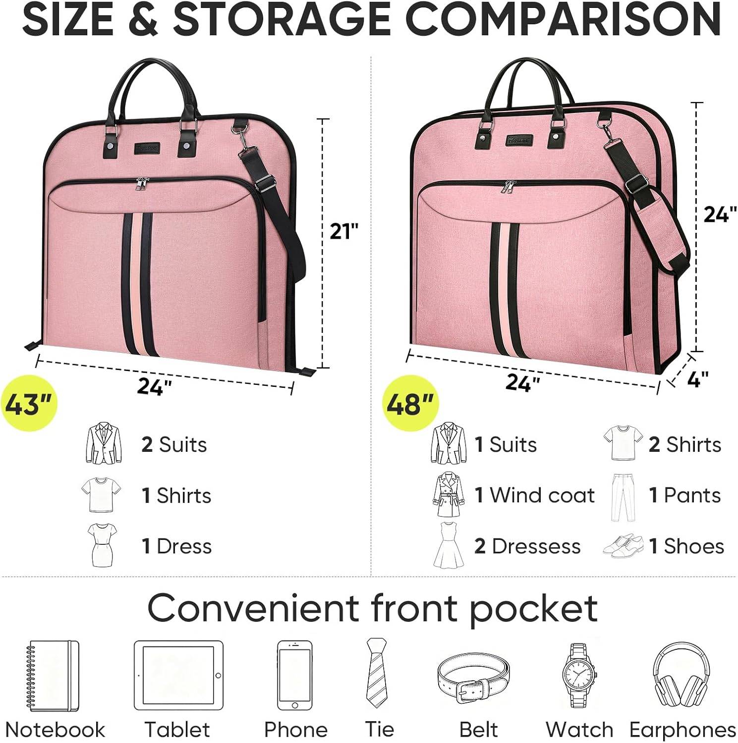 BALEINE Garment Bags for Travel, Water Resistant Carry on Suit Bag image 4