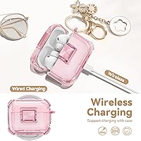 Vista 5 de with Safety Lock,Soft TPU Clear Case with Cute Bling Keychain and Cleaner kit for Women Girls