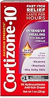 Cortizone-10 Max Strength 1% Hydrocortisone Anti-Itch Cream: Fast Relief for Eczema, Psoriasis, Bug Bites, Poison Ivy - 1oz Intensive Healing