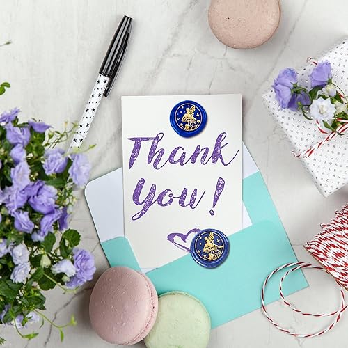 Miniatura 6 de Sello de sellado de cera de hongo de hadas, sello de cera de latón vintage de ángel de 1 pulgada con cabeza extraíble y mango de madera para