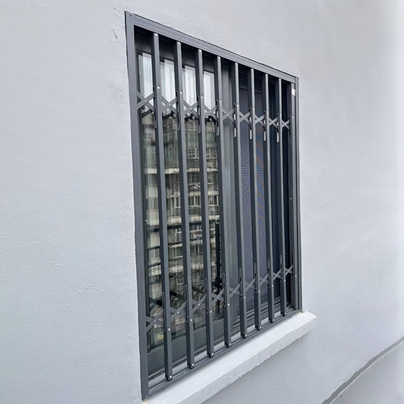 Kabuea Widexhigh Gray Expandable Lockable Window Security Barricade Frame, Anti-Burglary Grill For Glass Doors & Windows, Outdoor Loft Safety Guard(,28X24in/71X61cm)