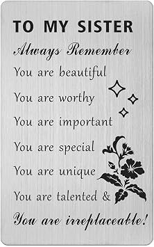 HYHYDHP Sister Wallet Card - Mothers Day Cards for Sister - Compliment Gifts for Sister - Sister Birthday Ideas