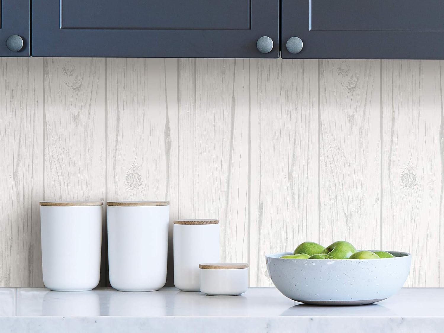 White and Gray Faux Wood Peel and Stick Wallpaper Roll