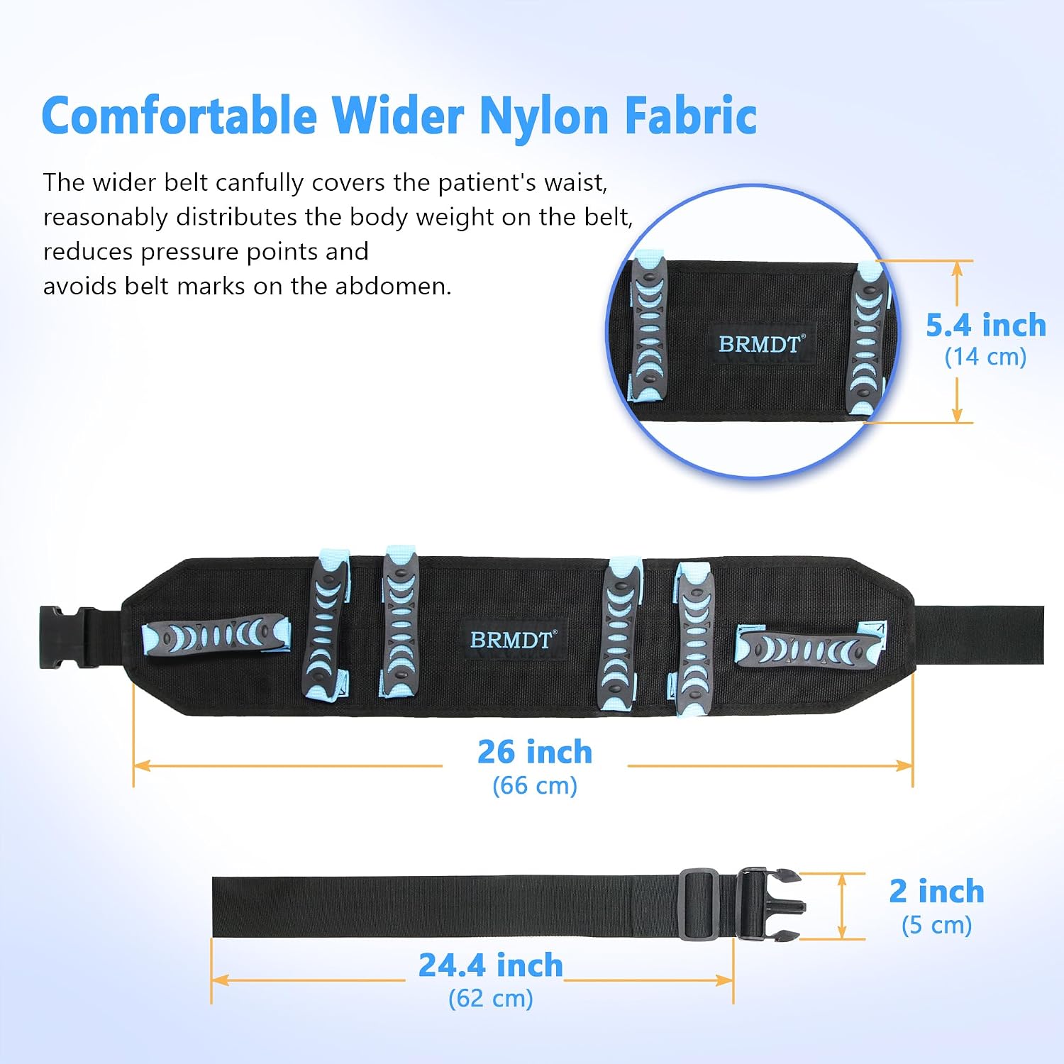 Gait Belt for Seniors, Adjustable Medical Transfer Safety Belt with Handles, Quick Release Buckle, Durable Nylon Mobility Assist Gait Belts for Elderly, Disabled & Patient(31.5-54in, 250lbs)