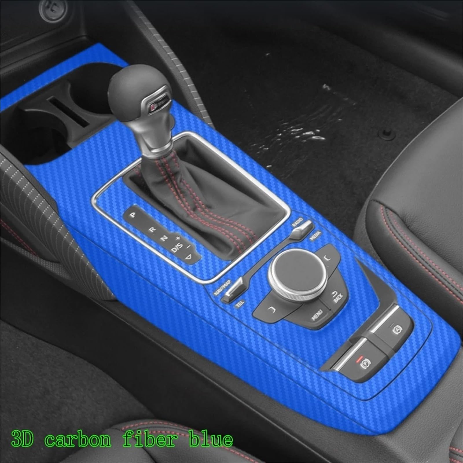 Consolle centrale dell'auto Adesivi In ​​fibra Carbonio Per Q2 2018-2023 Pannello Sollevamento Della Maniglia Della Porta Cruscotto Della Console Centrale(Crocodile skin patte)