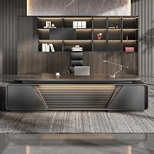 Executive Desk with Drawers, Large Wood L Shaped Home Office Desk with Storage Cabinets, Modern Corner Computer Desk for Work Study,1.8m