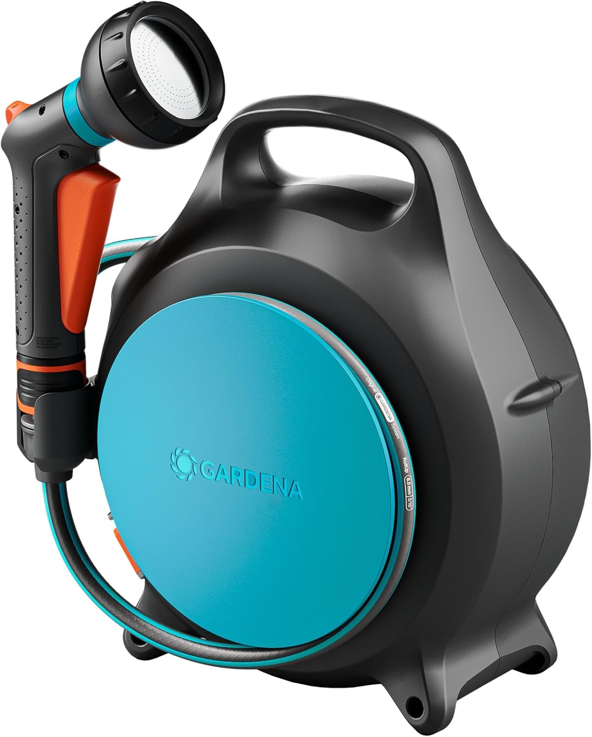 Gardena Dévidoir portable Move Stockage de tuyau: Propre et portable, Enroulement confortable de tuyau, Rangement peu encombrant, Conçu pour les balcons, les terrasses et les déplacements (18692-20)