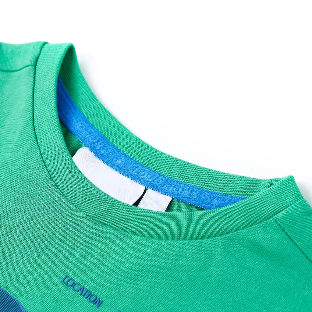 Maglietta per bambini verde, 104% cotone, a maniche corte con scollo rotondo, traspirante e morbida, stampata con calcio, adatta per ragazzi e ragazze per tutti i giorni, scuola, tempo libero