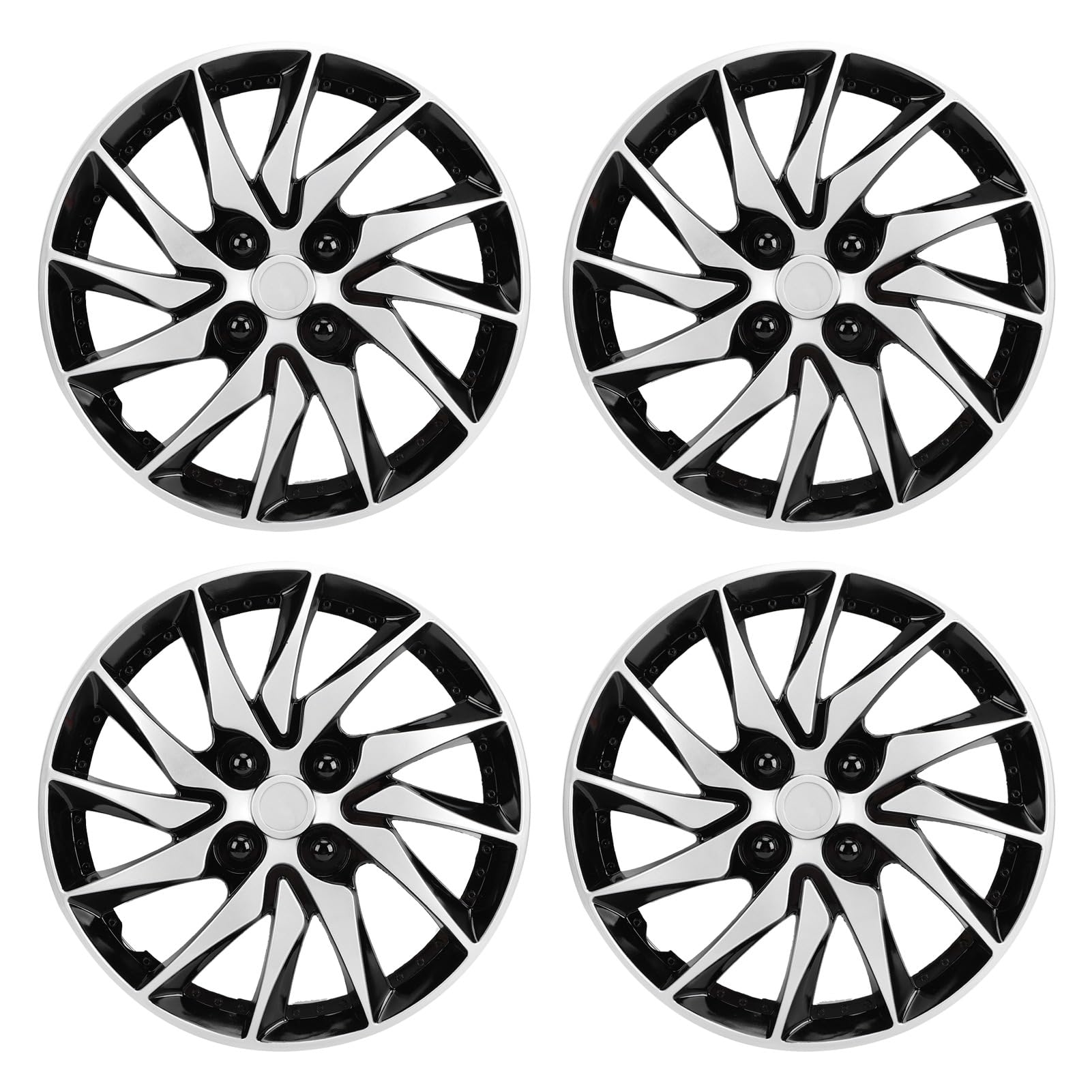 COPRICERCHI UNIVERSALI DI RICAMBIO DAL DESIGN ELEGANTE, ADATTI ALLA MAGGIOR PARTE DI AUTO, CAMION E SUV (Argento Nero)