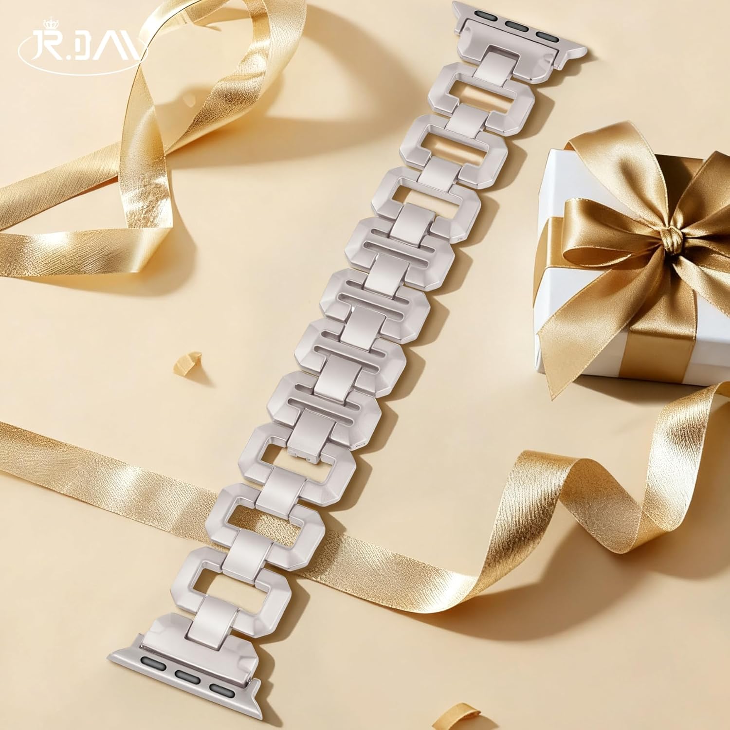 JR.DM Gold Watch Band for Women Compatible with Apple Watch 38mm 40mm 41mm 42mm 44mm 45mm 46mm 49mm Dainty Dressy Bracelet Designer Metal Chain Strap for iWatch Series 11/10/9/8/7/6/5/4/SE/3/2/1 Ultra - Image 7