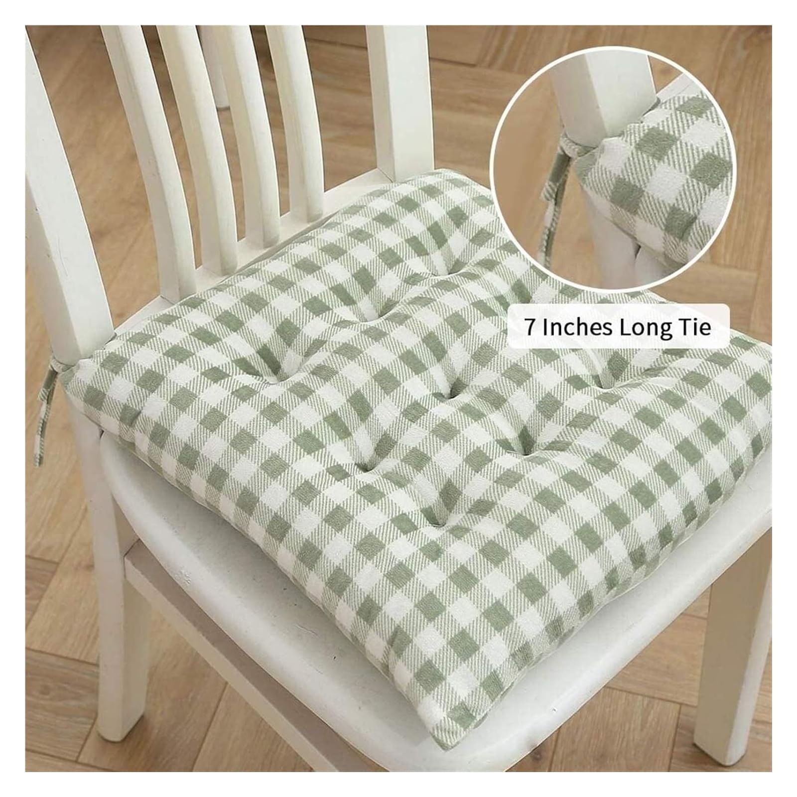 Cuscini per sedie da pranzo a quadretti, set di 4 cuscini per sedie con lacci, cuscini per sedie 40,5 x 40,6 cm per cucina, esterno e patio (verde)