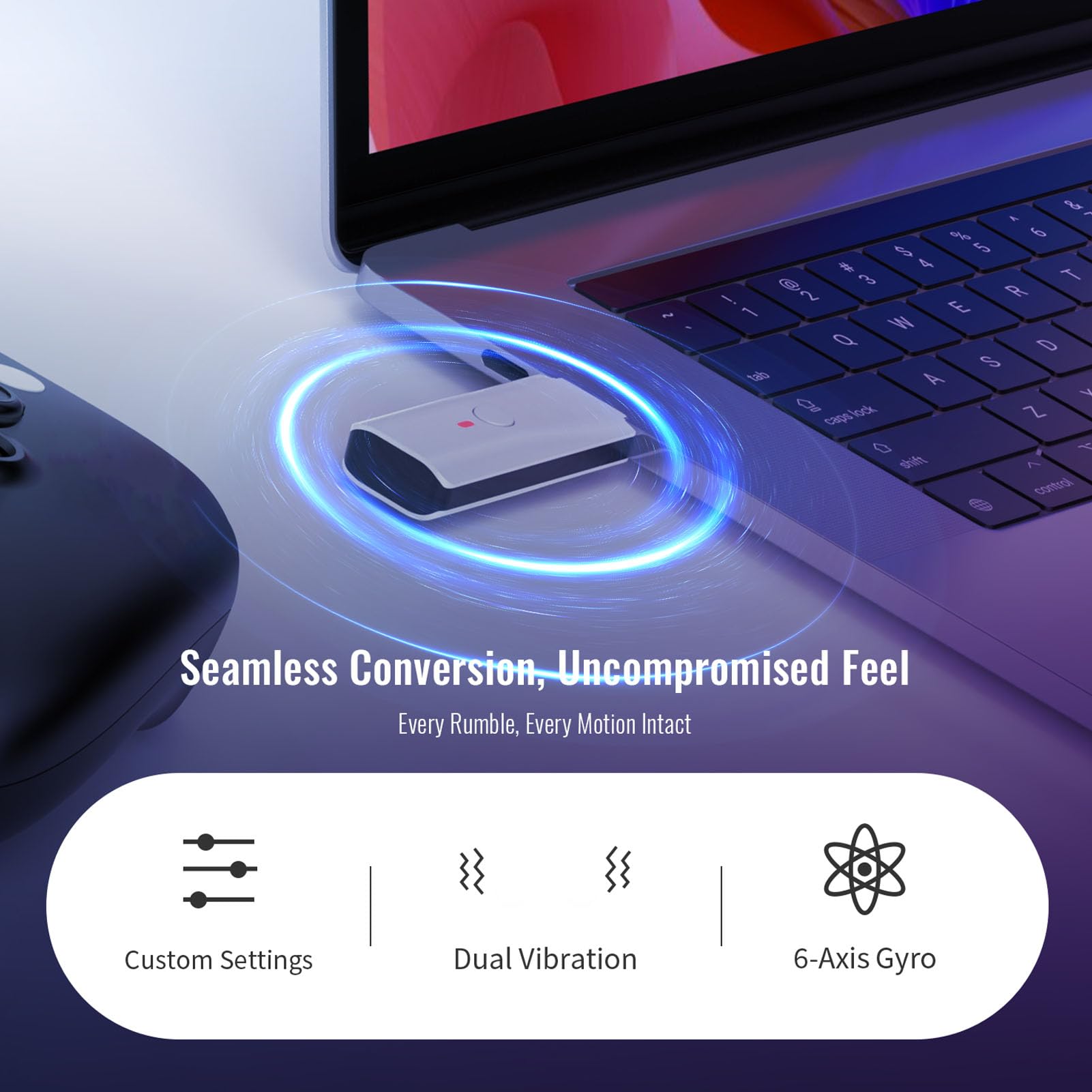 AMONIDA Adapter Bezprzewodowy do Kontrolerów Serii X S, do Modeli Slim, Pro, Classic, Steam Deck, RasPi, ROG Ally X z funkcją Plug Play i Ulepszonymi Funkcjami, Idealny Trybu (WHITE)
