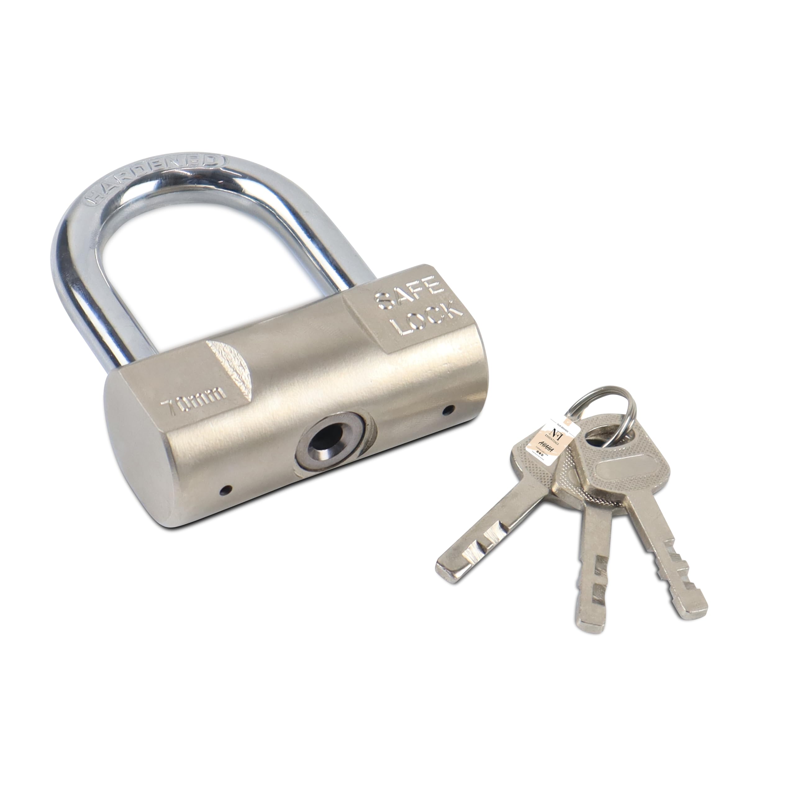 NFI essentials 70mm Pressing Heavy Duty Locks with 3 Keys Hard Stainless Steel Metal Body Imported Lock Safe Security Lock Suitable for Doors, Gate, Hotels-image-31