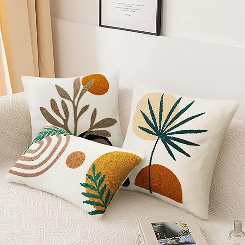 Miniatura 8 de Merrycolor Fundas de almohada decorativas boho 16x16 Fundas de almohada boho acolchadas Fundas de almohada boho de mediados de siglo moderno