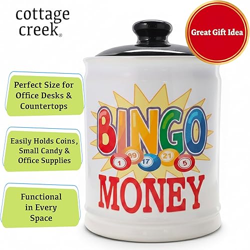 Vista 6 de Cottage Creek Bingo Money Piggy Bank, Bingo Game Candy Jar, Bingo Gifts Grandma