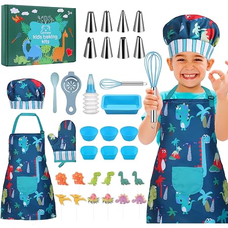 ABOHU Set Grembiule E Cappello Chef Bambini - Kit Cucina E Pittura Impermeabile | Regolabile Con Tasche - Foto 9