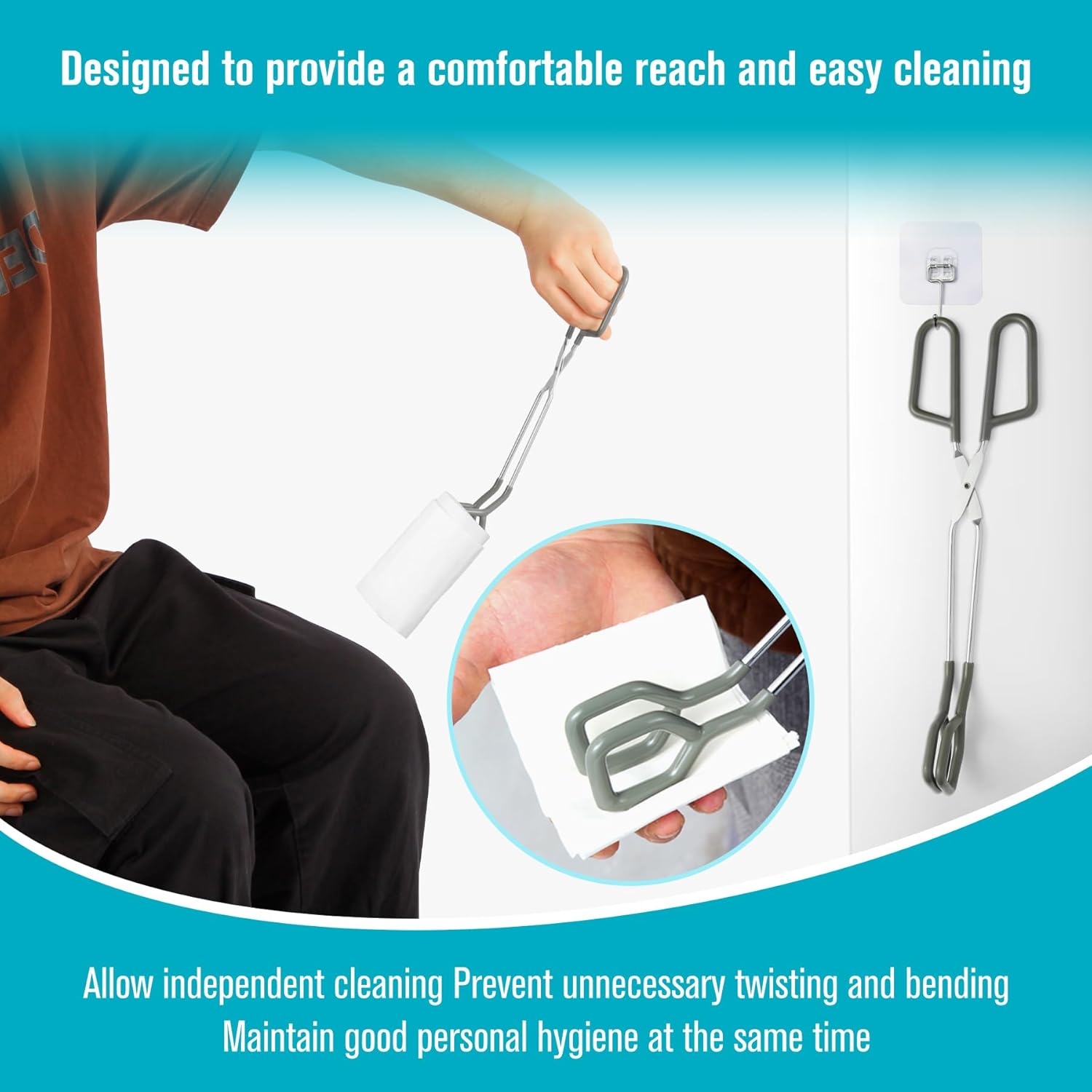 Toilet Aids for Wiping Bottom 3 Pack Self Wipe Assist Long Short Handle,Butt Wiper Tool with Boxes for Garage Storage,Daily Living Toilet Tissue aids for Women,Men,Disability and Elderly