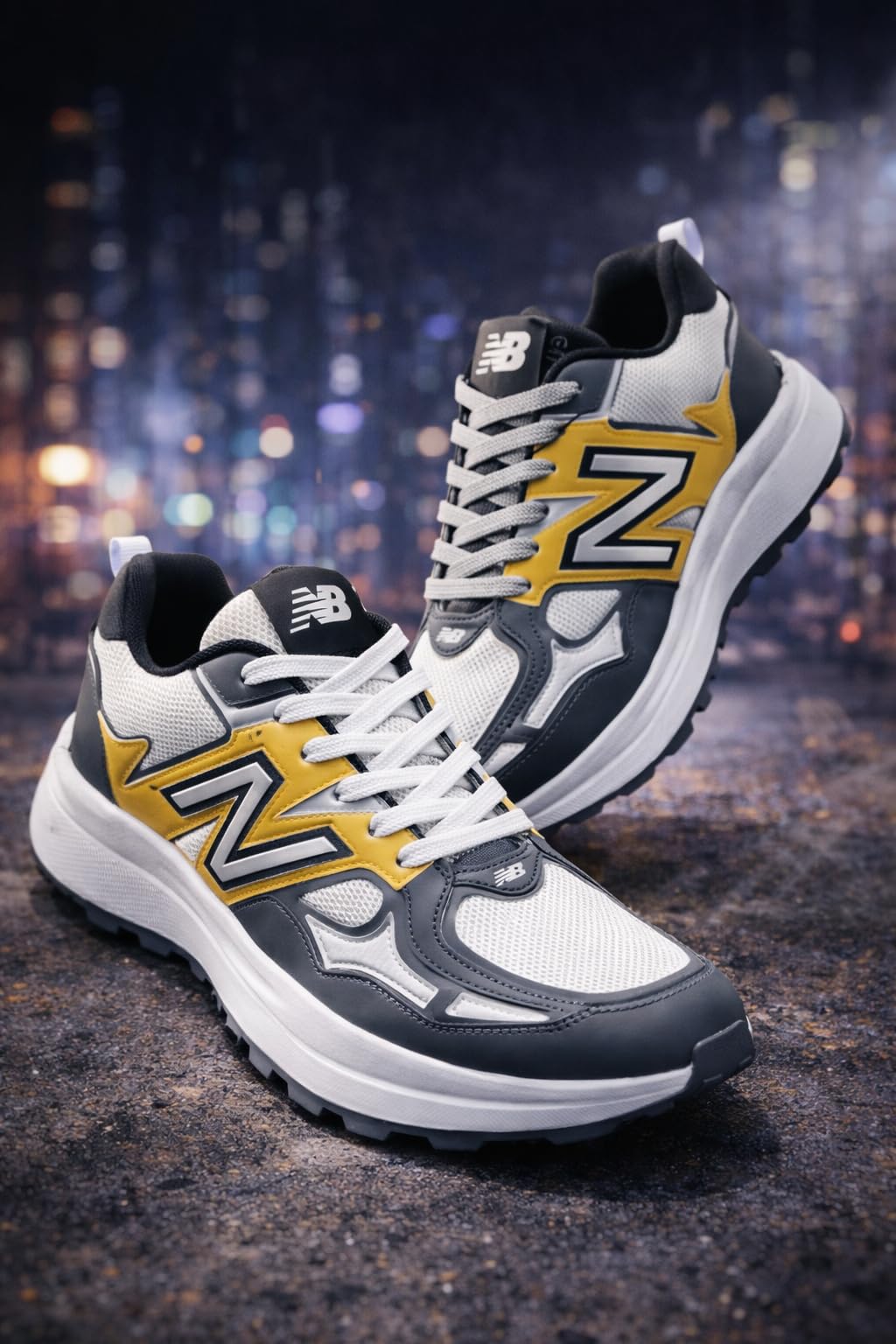 AUSTRICH Athletic Running Shoes, Breathable Mesh Upper with Responsive Cushioning, Durable Grip Outsole, White Grey Yellow (UK Footwear Size System, Adult, Men, Numeric, Medium, 8) 3