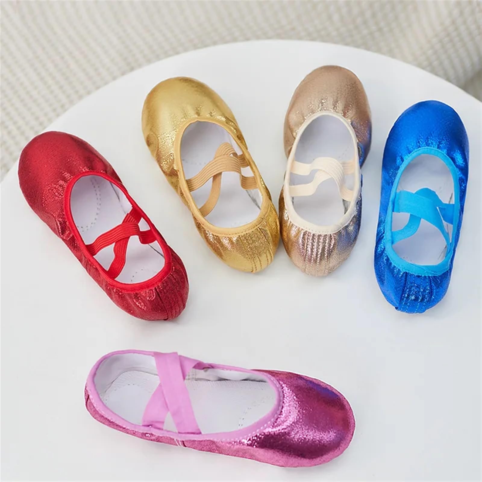 Ballettpantoffeln Ballettschuhe for Mädchen aus Segeltuch, weiche Sohle, Ballett-Tanzschuhe, Kinder üben Ballerinas, bunt, glänzend, Katzenkrallen-Tanzschuhe(Red,33)