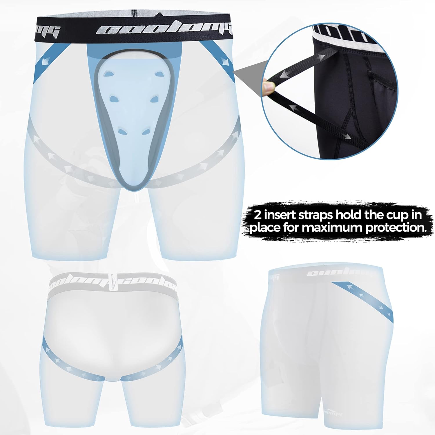 COOLOMG Mens Compression Shorts with Cup Athletic Baseball Underwear for Football MMA Lacrosse Field Hockey - Image 4