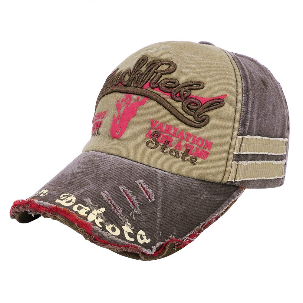 Hksichengkejiuk Unisex Coffee Vintage Baseball Cap Cotton Sun Hat Adjustable Distressed Snapback Cap Edge Grinding Do Old Hat Travel Peak Cap Outdoor Sports Cap For Women Men Running Fishing Hiking Camping Beach 55-60Cm