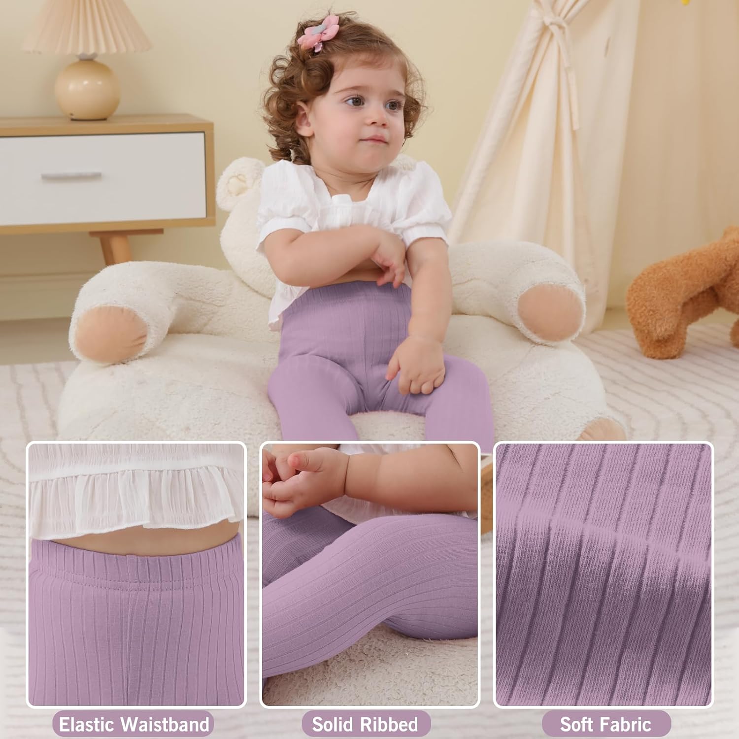 DREAM BUS Baby Girl Boy Pants Toddler Leggings Solid Ribbed Toddler Sweatpants Infant Newborn Leggings Baby Boy Jogger Pants - Image 6