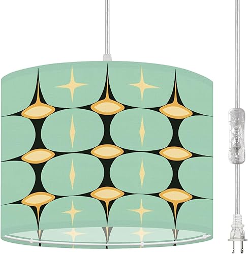 Plug in Pendant Light Mid Century Vintage 1950s Modern Retro Geometric Lattice Star Hanging Lamp with Plug in Cord 16.4 ft Dimmable Hanging Light