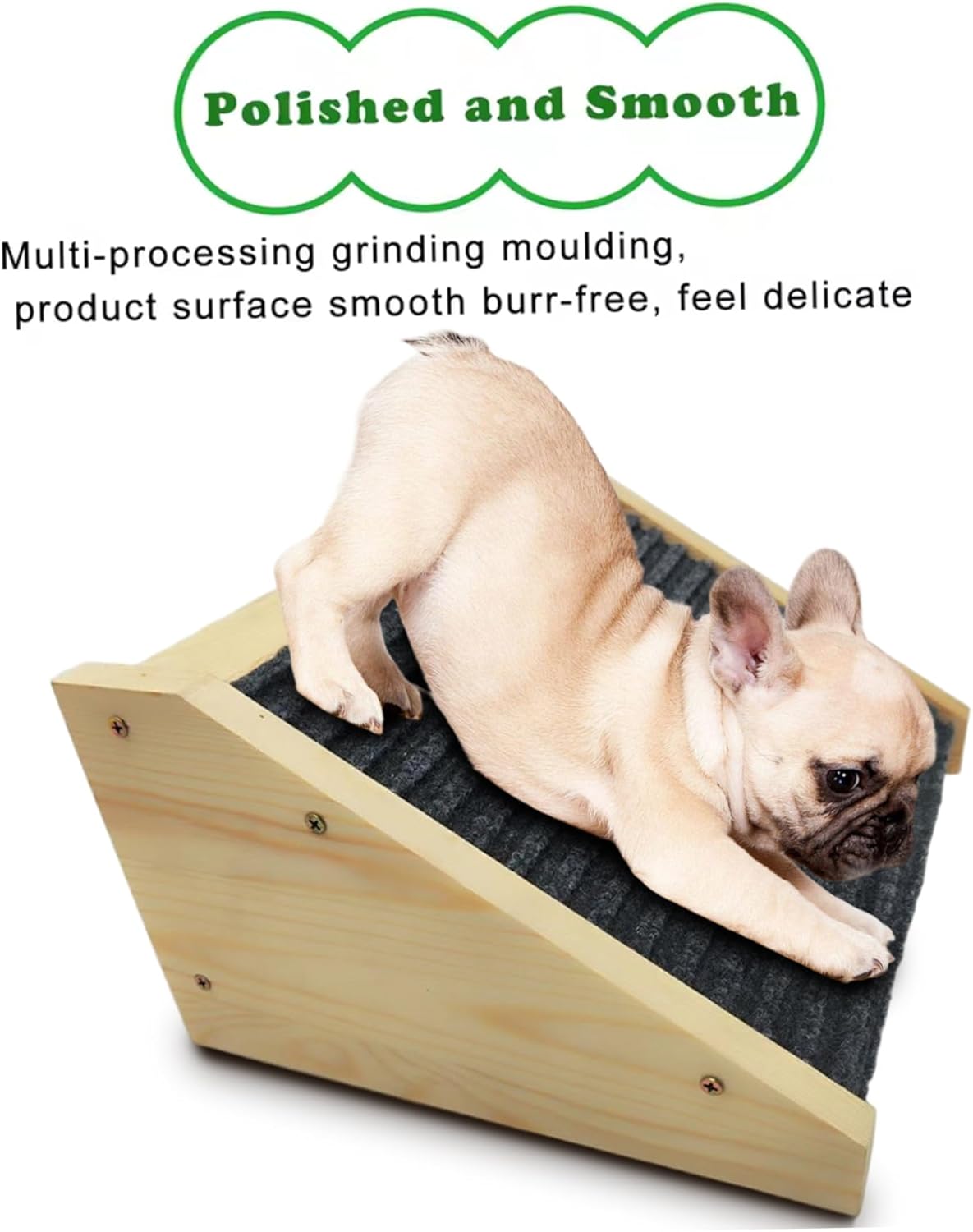 Dog Ramp for Bed Couch Stairs, Wooden Non-Slip Pad Pet Ramp Portable Stable Pet Stairs Dog Step, 12x10x6 Inch