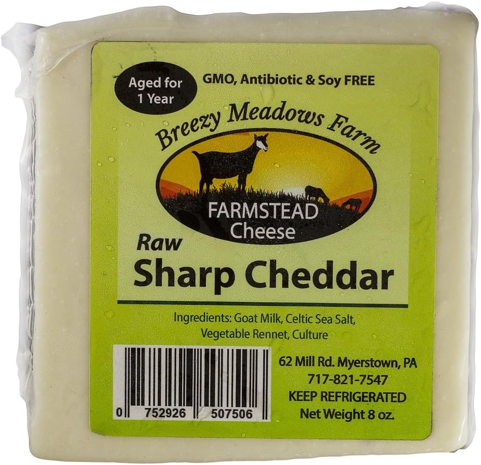 BREEZY MEADOWS FARM RAW SHARP CHEDDAR (GOAT MILK ONLY) 8 OZ