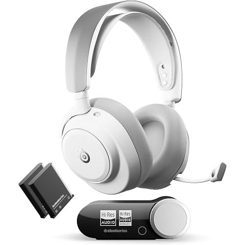 SteelSeries Arctis Nova Pro Omni - Hi-Res Wireless Gaming Headset, 96kHz/24bit, ANC, ClearCast Pro Mic, AI Noise Rejection, Mobile App, Mix 2.4GHz + BT, OmniPlay PC+PlayStation+Xbox - White