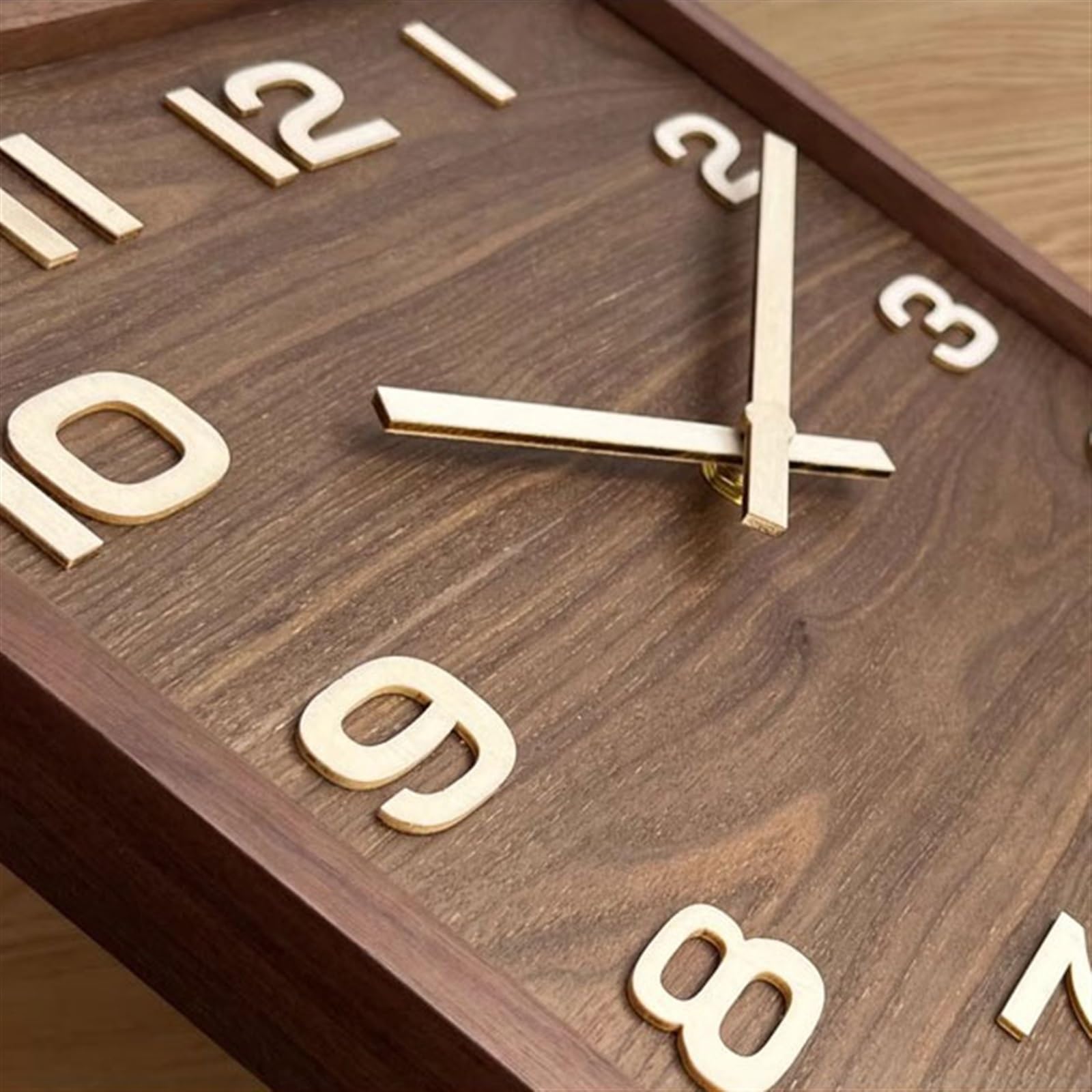 Reloj de Pared Moderno Reloj de Pared Cuadrado de Madera, Reloj Vintage, Reloj de Asiento Simple Chino silencioso de Nogal, sin punzón, Sala de Estar Reloj de Pared Silencioso(Medio)