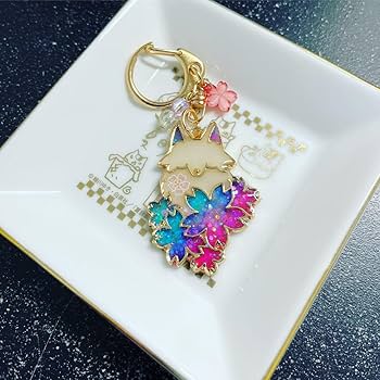 RUKURUKU/幻想の親子キツネ　蓄光　オルゴナイトキーホルダー RUKURUKU様専用/幻想の親子キツネ 蓄光 オルゴナイト