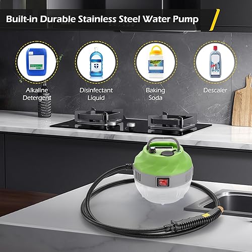 Miniatura 5 de Dyna-Living Limpiador de vapor portátil 2500 W Limpiador de vapor de mano para limpiar tanque de agua de 47.3 fl oz Vaporizador de alta presión para