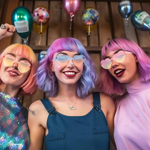 Miniatura 5 de Paquete de 12 lentes de sol sin montura en forma de corazón, para despedida de soltero