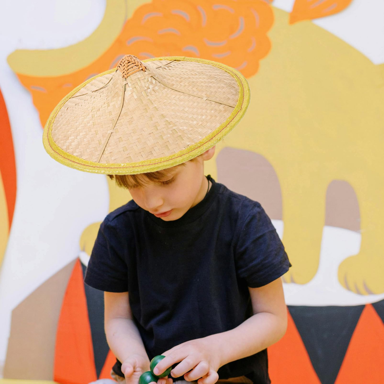 Party Strohkegelhut Bauernkostümzubehör Weben Anti Hut Japanischer Rain aus Orientaler Ninja Kind Hüte Chinesischer Haushalt Strohhut Asiatischer Prop Kuli Sommerhut Konischer