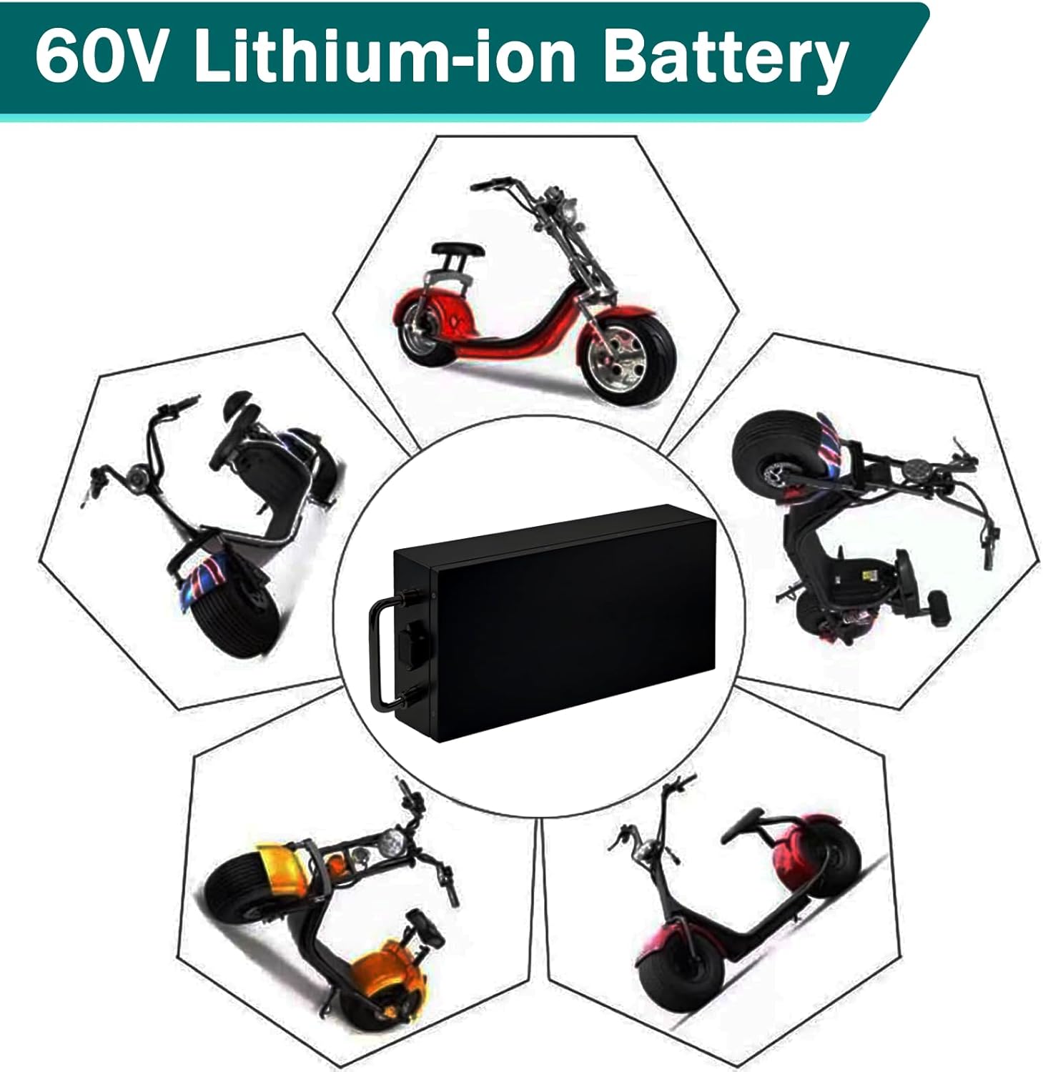 60V 15Ah Lithium Battery 60V 15Ah Fat Tire Electric Scooter Battery 60Volt Electric Motorcycle Lithium Batteries for 250W 350W 500W 700W 900W 1000W Motors