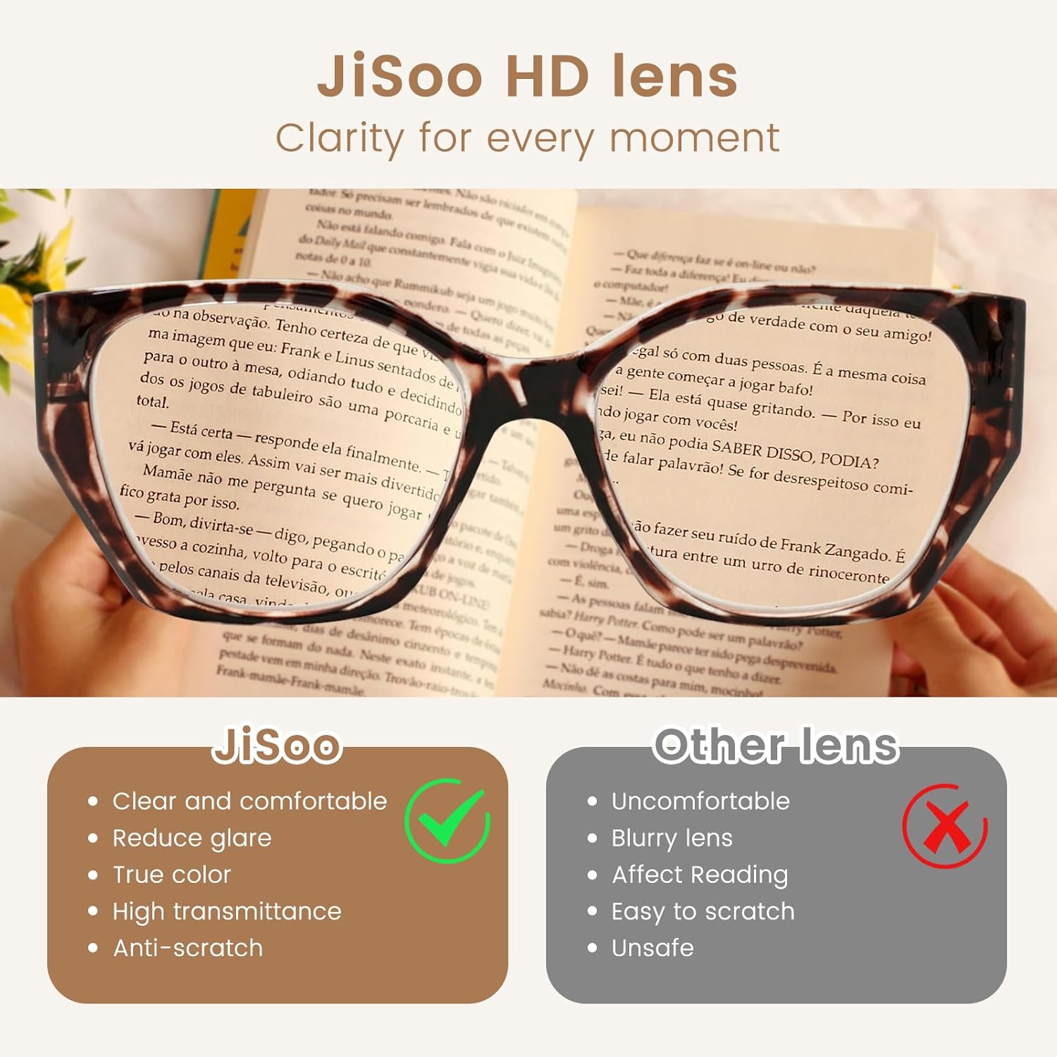 JiSoo Trendy Cat Eye Readers Oversized Stylish Cateye Reading Glasses Large Designer Readers for Women - Image 6