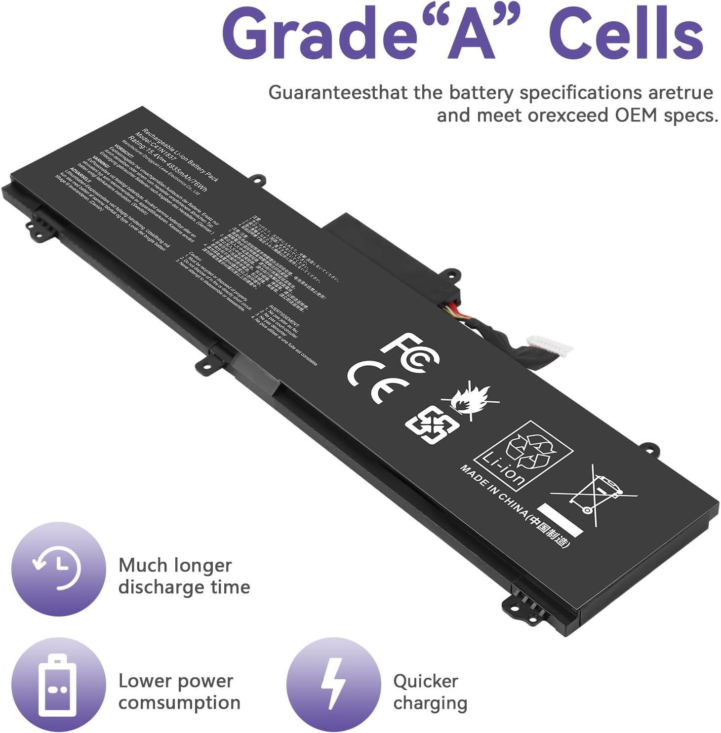 TREE.NB 76Wh C41N1837 Laptop Battery for ASUS ROG Zephyrus GA502 GA502D GA502DU GA502GU GA502IV GU502 GU502DU GU502GV GU502LU GU502LW GU502LV GX502LXS GX502GV GX502GW GU532 GX532 GX532GV GX532GW