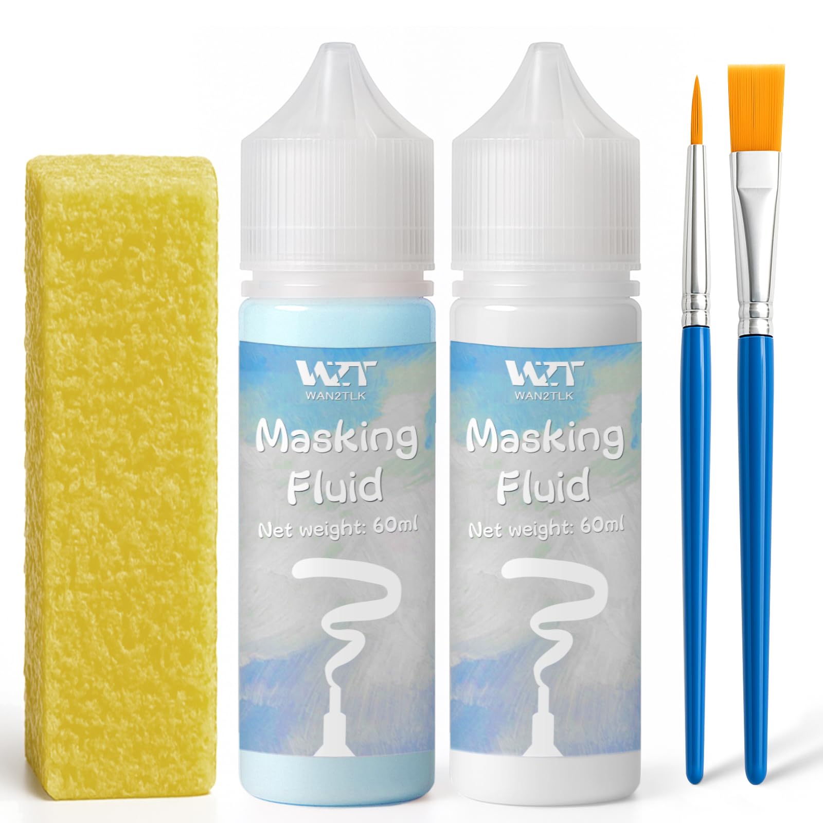 Fluide de masquage aquarelle lot de 2 avec pinceau et gomme 120ml
