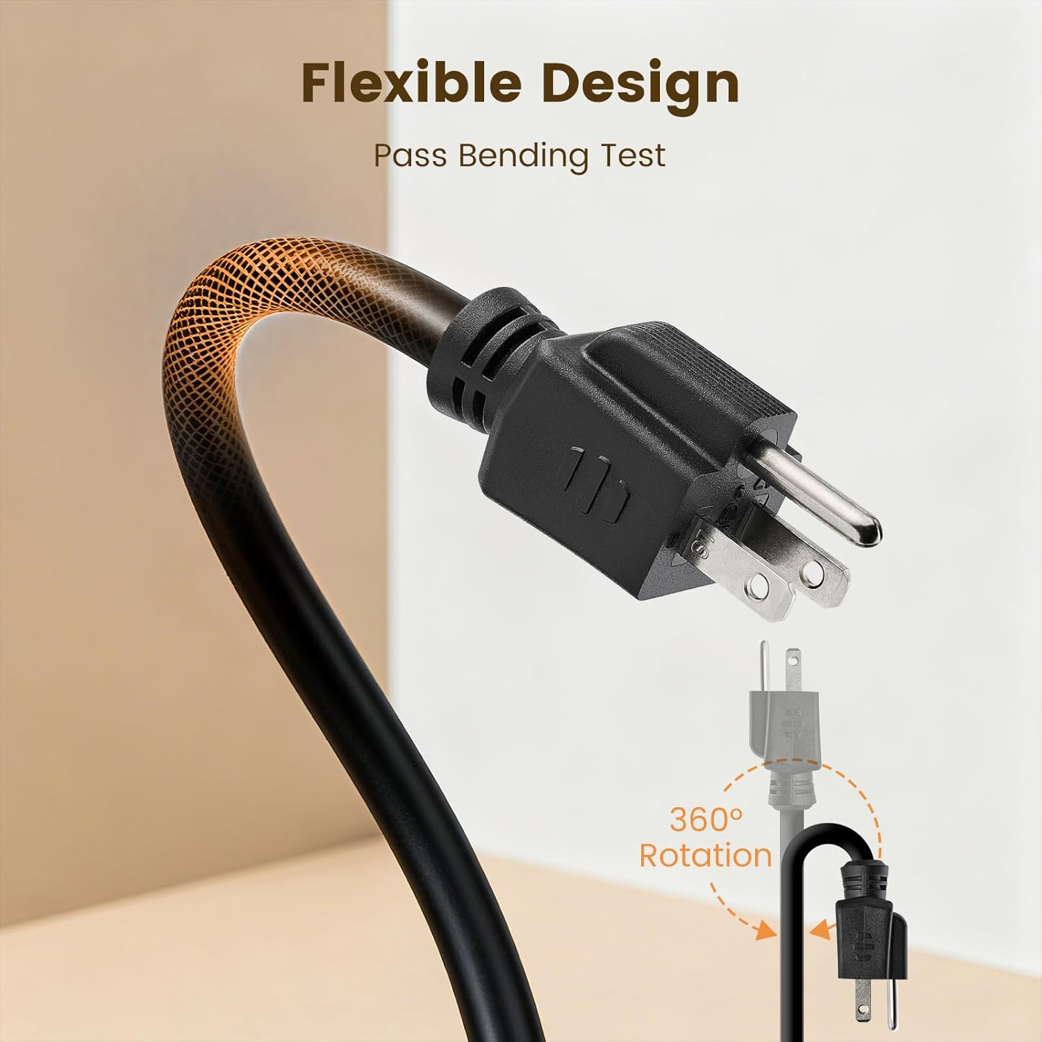 SURAIELEC Short Extension Cord 1 to 2 Splitter, 16/3C Heavy Duty 3 Prong Indoor Power Cord, SJTW Waterproof, Ideal for Laptops Coffee Makers Office, Living Room and Kitchen, ETL Listed, 2 Pack